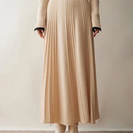 Women's Simple Loose Tight Waistbands Half-Length Skirt 100% Cashmere Autumn Winter Warm Soft Elegant Casual Fashion Bottoms PlatiNum