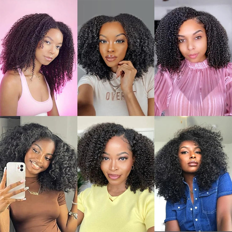 100g/PC Mongolian Afro Kinky Curly Human Hair Bundles 1/3PC Set Double Weft Hair Extensions Natural Color Full End Virgin Hair