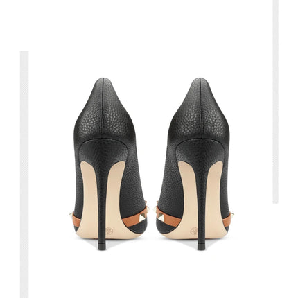 Scarpe da Donna in Pelle Verniciata Stile Star 2026, Tacchi Alti di Lusso con Borchie, Pumps Sexy a Punta, Scarpe da Sposa, Scarpe da Sera 34