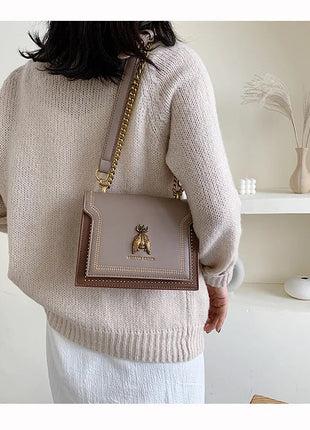 CGCBAG Luxury Brand Women Handbag 2024 New Retro Bee Female Shoulder Bag Simple High Quality Leather Designer Crossbody Bags PlatiNum