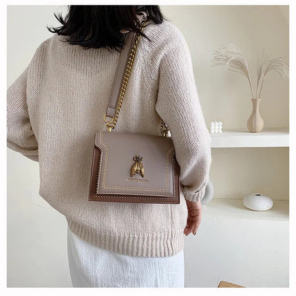 CGCBAG Luxury Brand Women Handbag 2024 New Retro Bee Female Shoulder Bag Simple High Quality Leather Designer Crossbody Bags PlatiNum