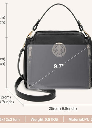 Borsa da donna multifunzionale elegante Kono realizzata in pelle PU, tracolla regolabile, scomparti multipli, può essere utilizzata come borsa a mano e borsa a tracolla