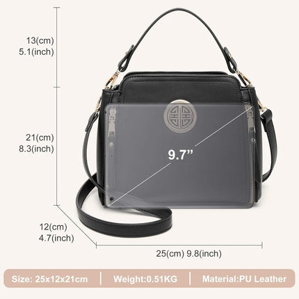 Borsa da donna multifunzionale elegante Kono realizzata in pelle PU, tracolla regolabile, scomparti multipli, può essere utilizzata come borsa a mano e borsa a tracolla