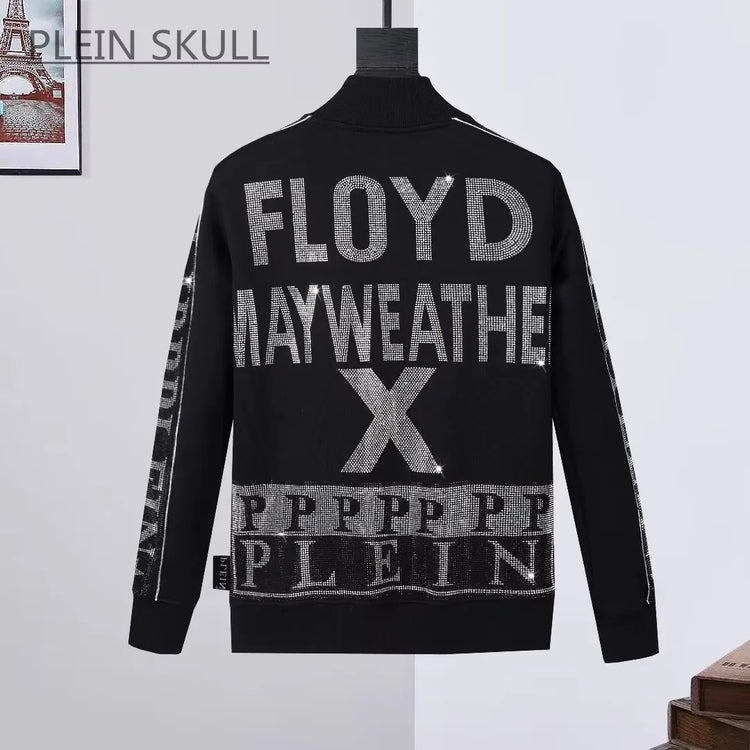 Plein Skull Light Luxury Fashion Brand Men's Pure Cotton Two-Piece Set Punk Spring and Autumn Hip-Hop Party Set Outdoor Sports