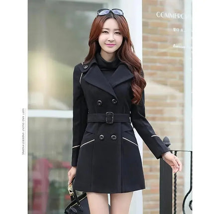 2023 New Korean Winter Woman Wool Coat Long Warm Female Woolen Coat Female Autumn Fashion Double-Breasted Jacket Outerwear