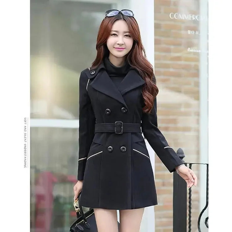 2023 New Korean Winter Woman Wool Coat Long Warm Female Woolen Coat Female Autumn Fashion Double-Breasted Jacket Outerwear
