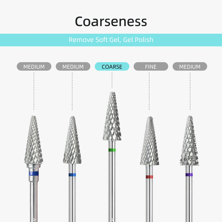 HYTOOS Carbide Cone Shape Nail Drill Bit Rotary Burr Milling Cutter for Manicure & Pedicure Electric Files