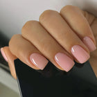 False Nail Full Cover Fake Nail Pink Glitter Wearable French Short Nails Square Head False Nail Press On Nails Manicure Tool