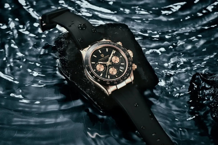 Nuovo Orologio da Uomo PAGANI DESIGN Cronografo di Lusso in Oro Rosa, Quadrante Blu Ghiaccio 40mm, Vetro Zaffiro, Impermeabile 100M, Cinturino in Gomma, Orologio Sportivo Maschile + CONFEZIONE REGALO