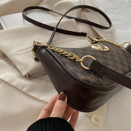 Vintage Style Handbag Crossbody Bag, Gold Letter 'M' Design Pu Leather Shoulder Messenger Bag, Synthetic Leather Tote Bag, Purse PlatiNum