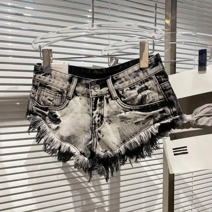 Pantaloncini di jeans Donna High Street Hotsweet Casual Vita bassa Bordi grezzi Fori A-line Stile coreano Y2k Pantaloncini estivi per ragazze piccanti
