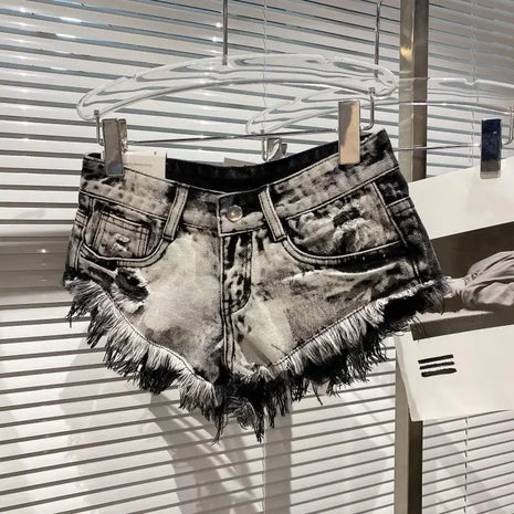Pantaloncini di jeans Donna High Street Hotsweet Casual Vita bassa Bordi grezzi Fori A-line Stile coreano Y2k Pantaloncini estivi per ragazze piccanti