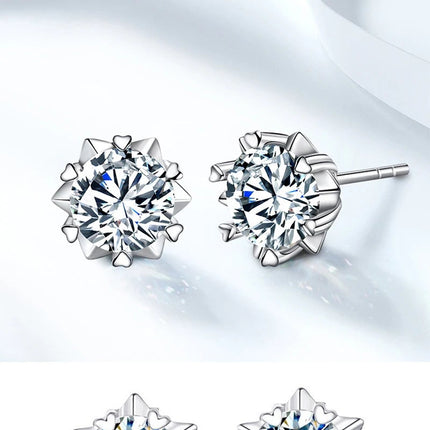 GRA 925 Sterling Silver D VVS1 Moissanite Earrings Diamond Tester Positive Snow Stud Zircon Women Sparkling Wedding Jewelry PlatiNum