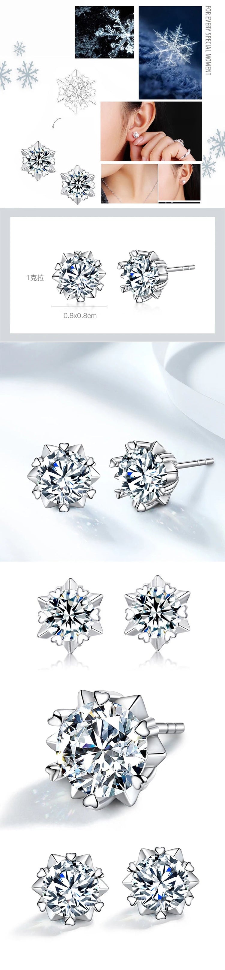 GRA 925 Sterling Silver D VVS1 Moissanite Earrings Diamond Tester Positive Snow Stud Zircon Women Sparkling Wedding Jewelry PlatiNum