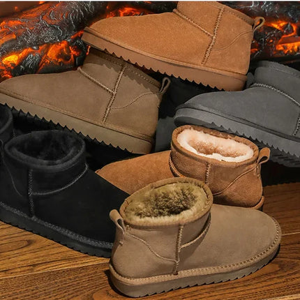 2026 HOT NEW mini boots wool women snow boots real sheepskin wool low-top warm fur shoes men and women winter short boots 36-44