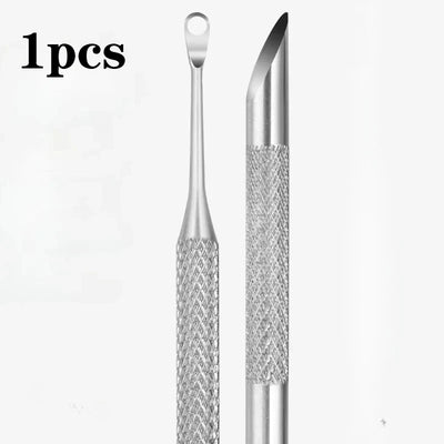 1/2 pcs Double-ended Stainless Steel Remover Manicure Sticks Tool Bevelled Nail Grinding File Circle Beveled Head Cuticle Pusher