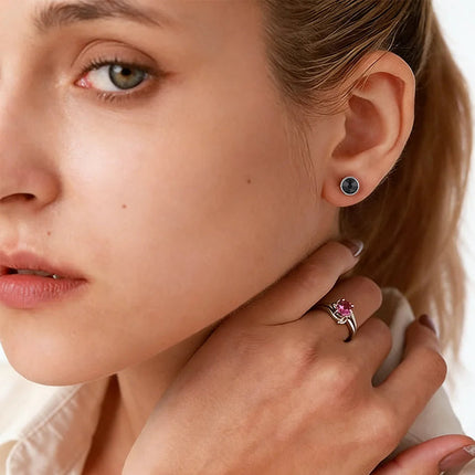 Orecchini Ipoallergenici in Titanio G23 per Uomo e Donna, con Cristalli Neri, 3mm 4mm 5mm 8mm platinumshop
