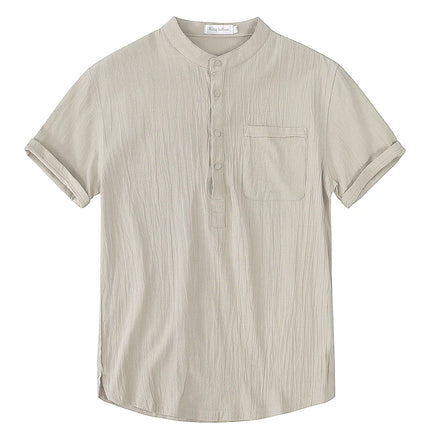 Men's Short-Sleeve T-Shirt New Summer Cotton and Linen Casual T-Shirt for Men LED Breathable Men's Shirt S-3XL
