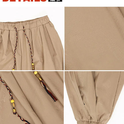 Pantaloni Estivi da Uomo Stile Cinese in Seta Ghiaccio con Motivo Drago Ukiyo-e, Comodi e Trendy, Pantaloni Casual Oversize da Uomo