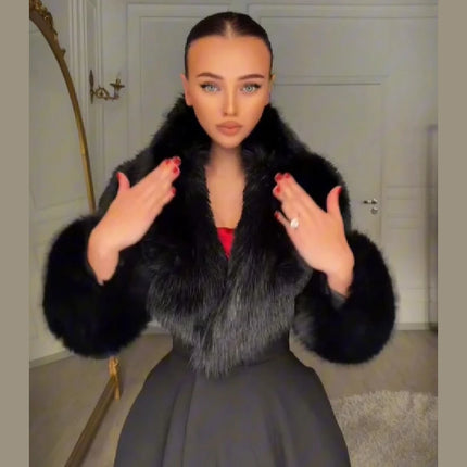 Women Elegant Long Wool Blend Coat Faux Fur Big Collar Cuff Cinched Waist Flare A‑line Maxi Coat Retro Party Outerwear Overcoat