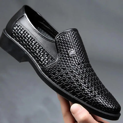 Sandali estivi da uomo in vera pelle morbida, traspiranti, casual, con suola in gomma, punta tonda, tacco basso, slip-on.