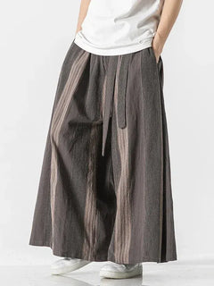 Pantaloni da uomo a gamba larga a righe in cotone e lino pantaloni a gamba larga uomo retrò stile cinese maschile casual vendite calde Nepal veste pantaloni da jogging