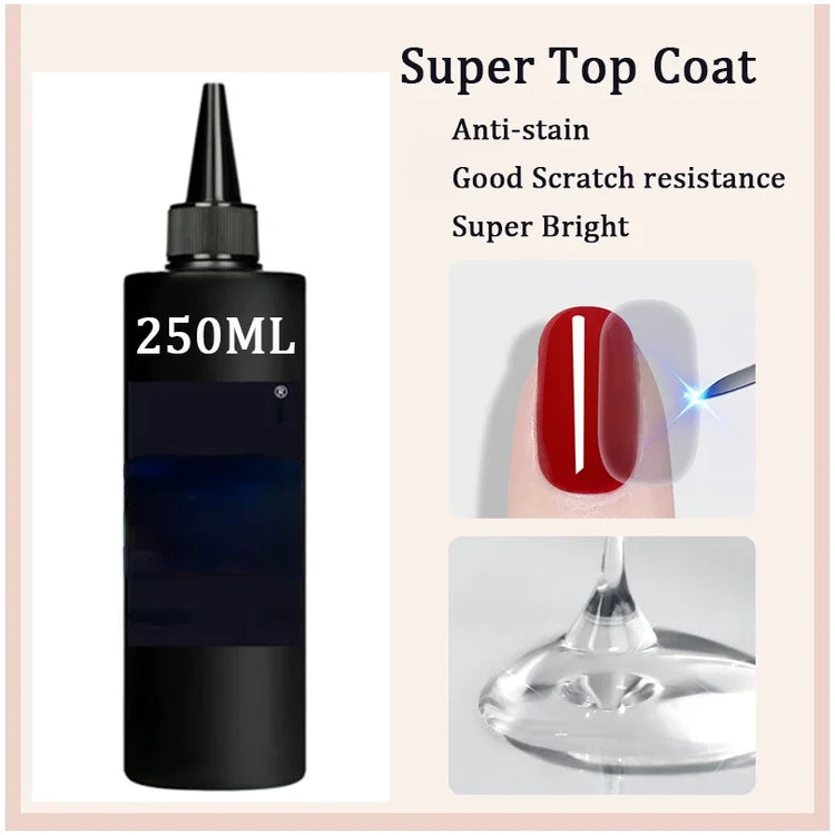500/250g Base Gel No Wipe Top Coat High Quality Long Lasting Soak Off UV Gel Nail Polish Hybrid Gel Varnish Without Sticky Layer