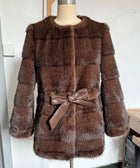 ZADORIN Luxury Designer Clothing Woman Mink Coat 2026 Chic Stand Collar Belted Brown Faux Fur Coat Woman Fluffy Fur Jacket Coats