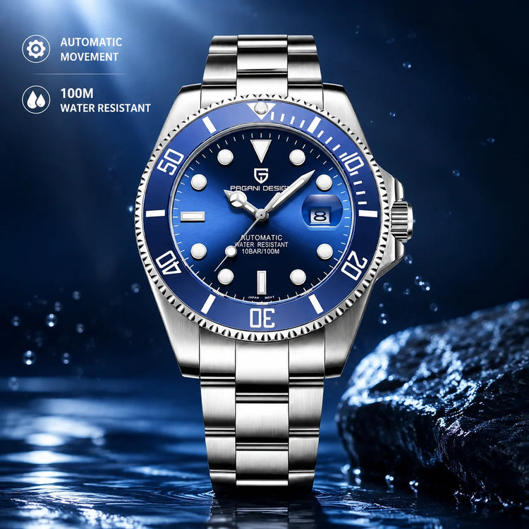 PAGANI DESIGN 2026 43MM Serie Water Ghost Orologio Meccanico di Lusso da Uomo con Ghiera in Ceramica, Vetro Zaffiro, Acciaio Inossidabile, Orologi Automatici da Uomo