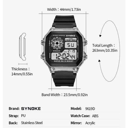 SYNOKE Digital Watches uomo sport luminoso multifunzione impermeabile orologio da polso da donna all'aperto e in esecuzione studente sette luci platinumshop