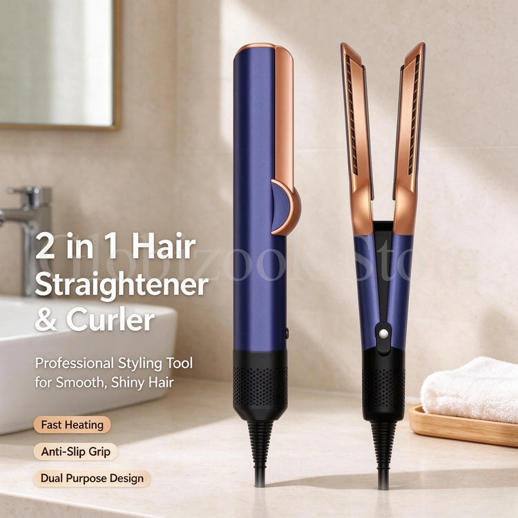 Hair Straightener Hot Air Flat Iron 2 In 1 Styling Tool Negative Ion Hair Curler Adjustable Temperature For Salon Home Hair Styling Gift For Women