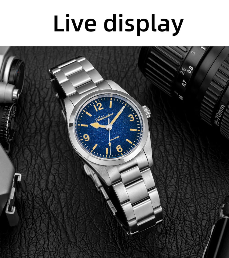 ADDIESDIVE Watches Men New 36mm Sapphire Quartz Wristwatch Japan 2035 Movement AR Coating BGW9 Luminous 100m Waterproof AD2544