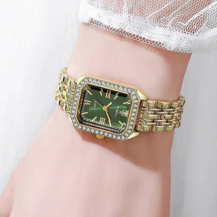 Orologi da donna rettangolari alla moda Orologio da donna al quarzo con strass Orologio da polso con cinturino Reloj Mujer (senza scatola) platinumshop
