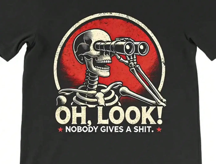 Black skeleton graphic short-sleeve T-shirt, versatile casual meme print funny graphic tee