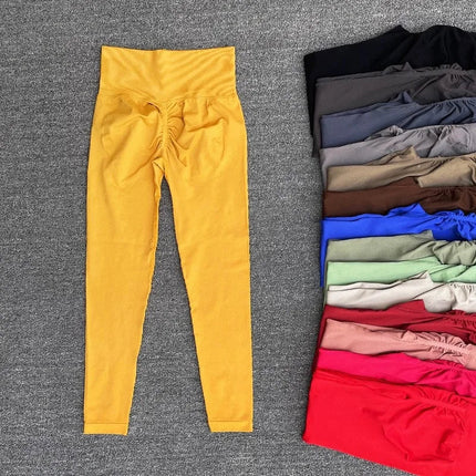 Seamless Sport Yoga High Waist Pants Leggings Sport See Through Yoga Gym Running Quick Dry Pants Scrunch Butt Pants PlatiNum