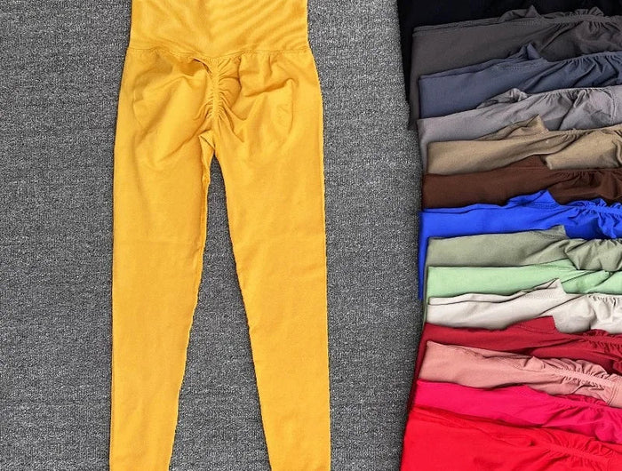 Seamless Sport Yoga High Waist Pants Leggings Sport See Through Yoga Gym Running Quick Dry Pants Scrunch Butt Pants PlatiNum