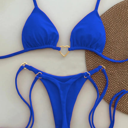 Nuovo costume da donna bikini bianco tinta unita costume da bagno alla moda con lacci a vita bassa set da due pezzi platinumshop
