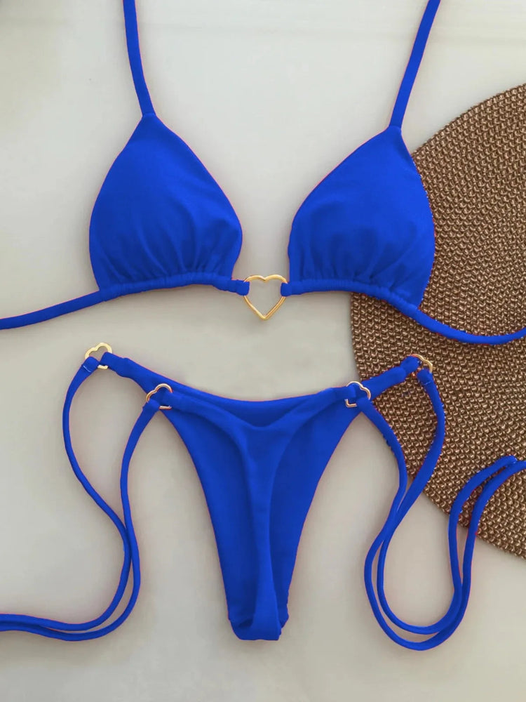 Nuovo costume da donna bikini bianco tinta unita costume da bagno alla moda con lacci a vita bassa set da due pezzi platinumshop
