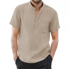 T-shirt da uomo a maniche corte in cotone e lino T-shirt da uomo casual Tinta unita Camicia estiva Maschile accogliente e traspirante