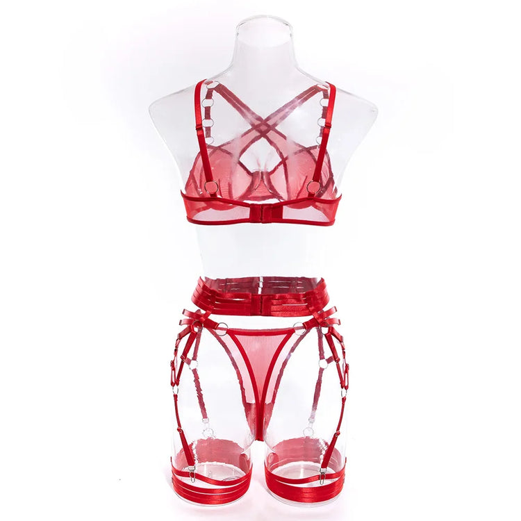 Sexy Neon Green Patchwork Lace Garter Lingerie Set Women Intimates Underwire Bra and Thongs Ladies Underwear Erotic Sets