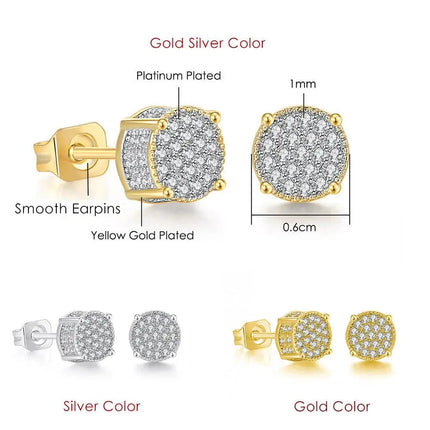 Rock Hip Hop ghiacciato orecchino a perno per uomo uomo Set completo zircone oro Piercing accessori per l'orecchio Punk Hippie Trend gioielli Dropship platinumshop