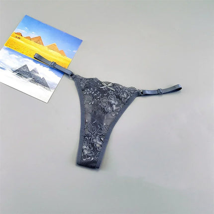 3PCS Adjustable Sexy Transparent Thong Panties Women Lace Underwear Low Waist Female T-back String Underpants