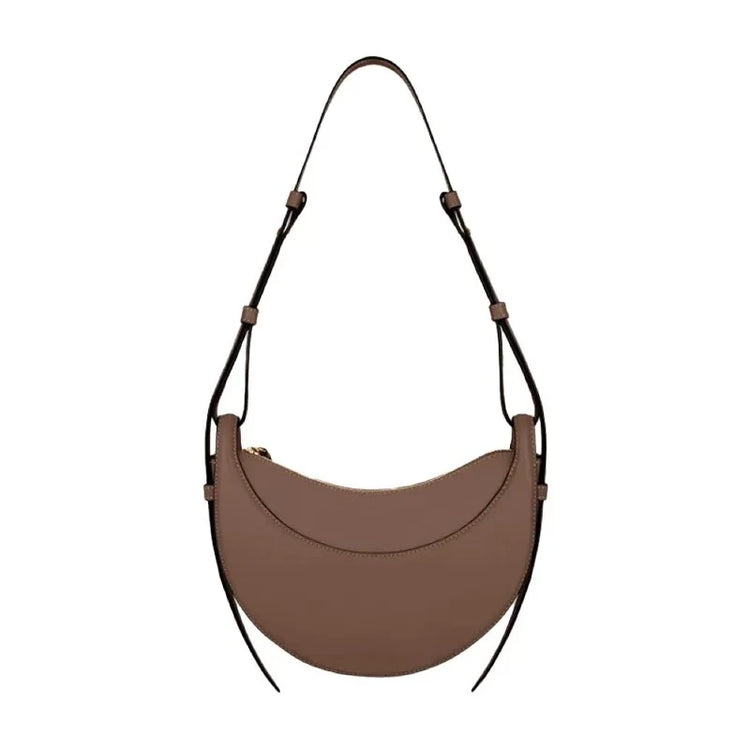 Borsa a tracolla a mezzaluna in pelle liscia, con tracolla regolabile, borsa a tracolla minimalista per l'uso quotidiano