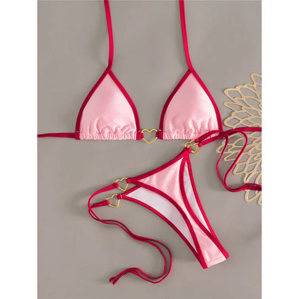 XS - L Halter Mini Micro Perizoma Bikini Donna Costumi da bagno Costume da bagno femminile Bikini a due pezzi Costume da bagno imbottito Costume da bagno V7595 PlatiNum