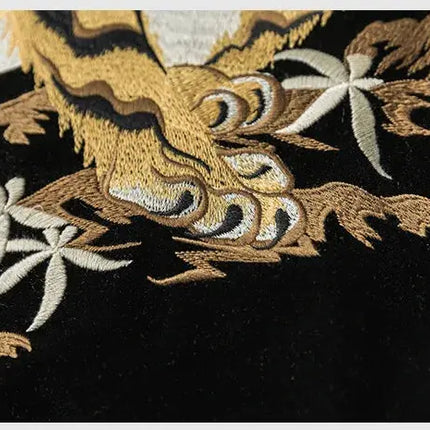 Non Stock Men's Yokosuka Baseball Jacket Dragon Tiger Falcon Embroidered Short Jacket PlatiNum