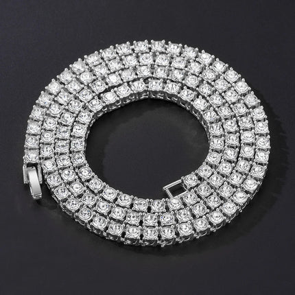 Classical 4MM Tennis Chain Iced Out Bracelet Necklace Men Fashion Hip Hop Jewelry Women 8/16/18/20/24inch Choker Punk Party Gift PlatiNum