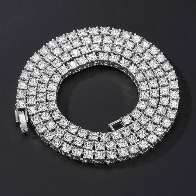 Classical 4MM Tennis Chain Iced Out Bracelet Necklace Men Fashion Hip Hop Jewelry Women 8/16/18/20/24inch Choker Punk Party Gift PlatiNum