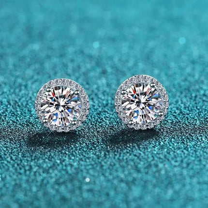 NeeTim Moissanite Stud Earrings for Women S925 Sterling Silver White Gold Plated Diamond Earring Ear Studs Wedding Fine Jewelry PlatiNum