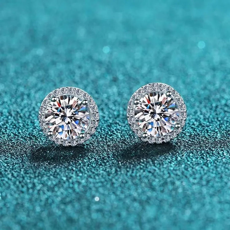 NeeTim Moissanite Stud Earrings for Women S925 Sterling Silver White Gold Plated Diamond Earring Ear Studs Wedding Fine Jewelry PlatiNum