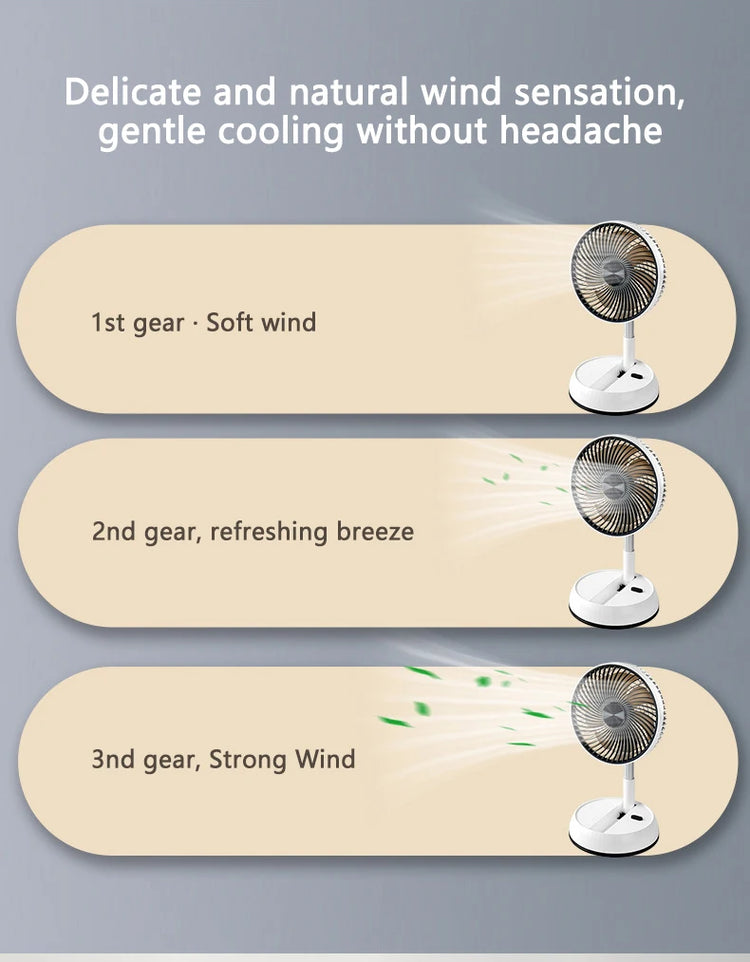 Ventilatore portatile oscillante in piedi con telecomando Ventilatore da tavolo pieghevole Ventilatore a piedistallo alimentato a batteria ricaricabile per il campeggio